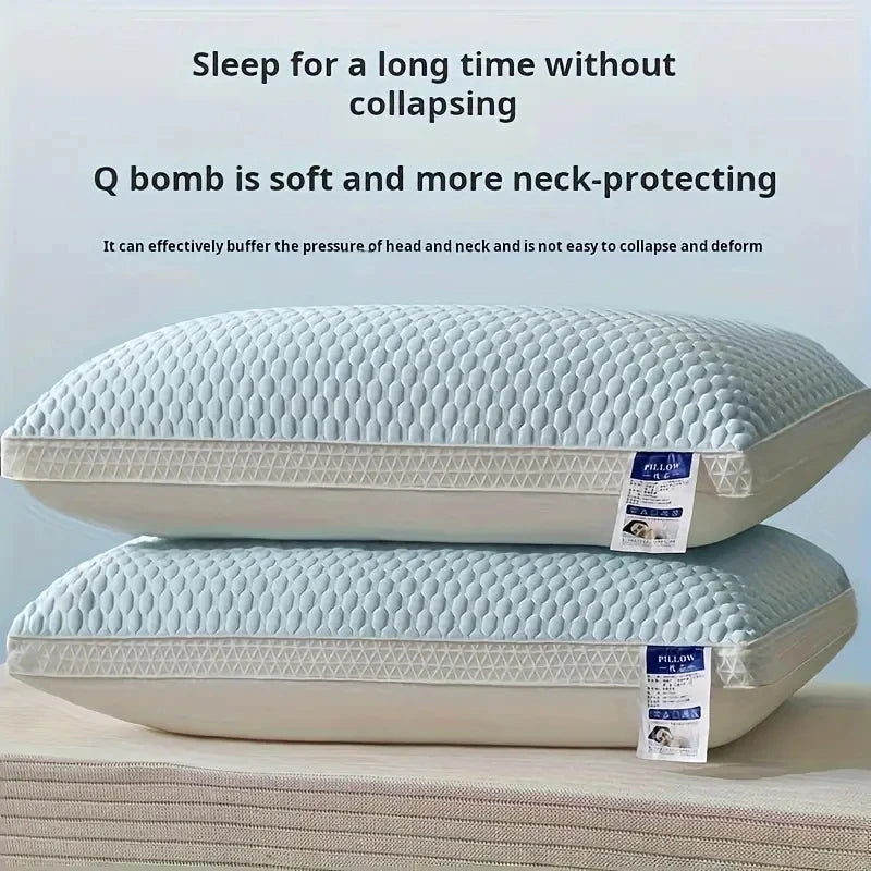 3D High Elasticity and Non Collapsing Neck Pillow, Comfortable Neck Protection Pillow Core, Single Person High Pillow, Bedding