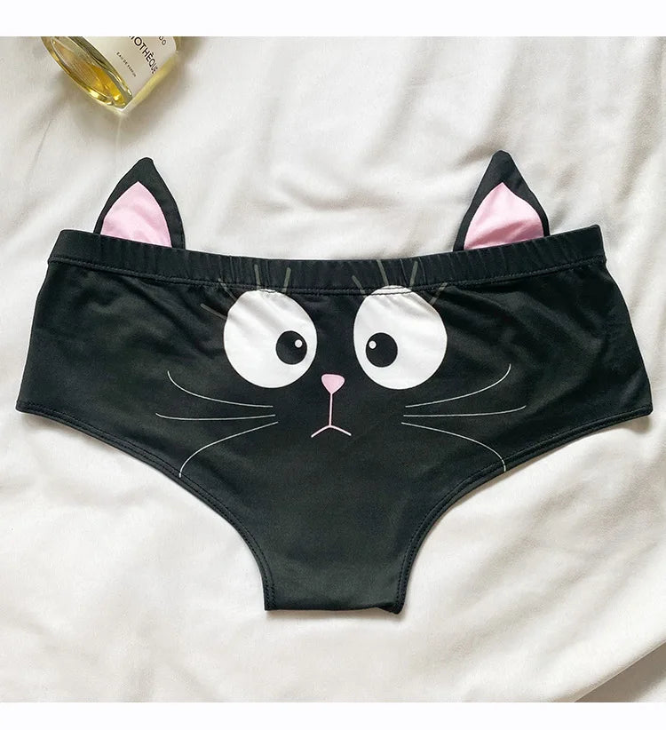 Cute 3D Cat Print Cotton Women‘s Underwear Cartoon Animal Kawaii Panties Breathable Seamless Girls Briefs Lingerie