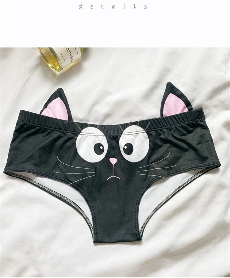 Cute 3D Cat Print Cotton Women‘s Underwear Cartoon Animal Kawaii Panties Breathable Seamless Girls Briefs Lingerie