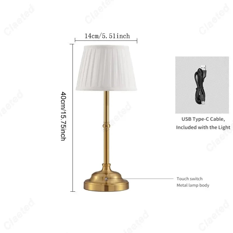 Creative LED Charging Touch Dimming Fabric Desk Lamp Bedroom Bedside Table Lamp High-end Atmosphere Small Night Light Lighting