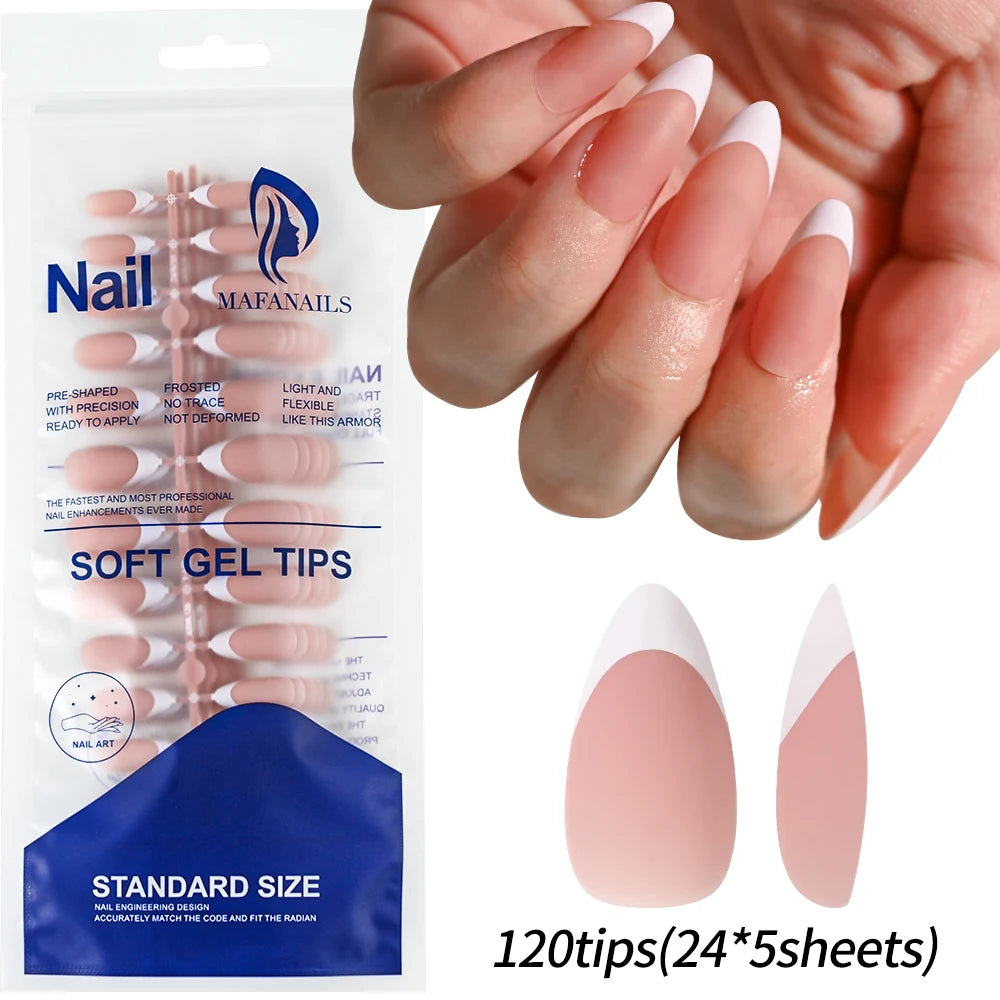 240/120Pcs Colorful French Short Square False Nails Full Cover Fake Nail Tip Extension Acrylic Wearable Ballerina Press on Nails