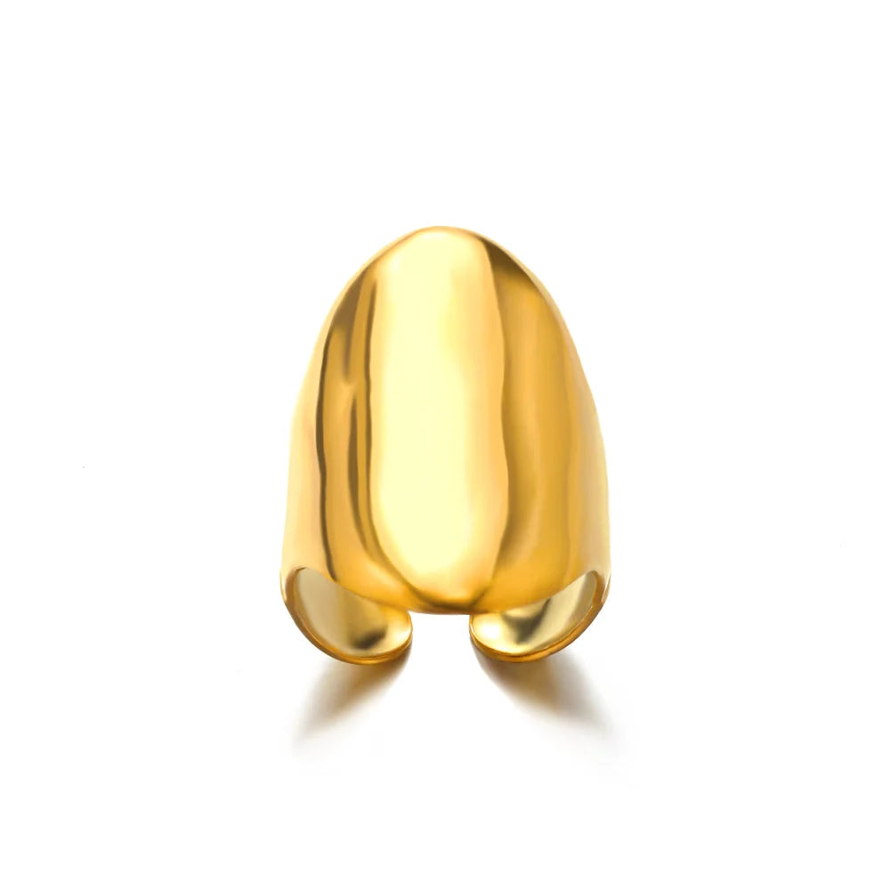 316L Stainless Steel Rings for Women Gold Color Multilayer Geometric Open Ring Vintage Waterproof Wedding Aesthetic Jewelry Gift