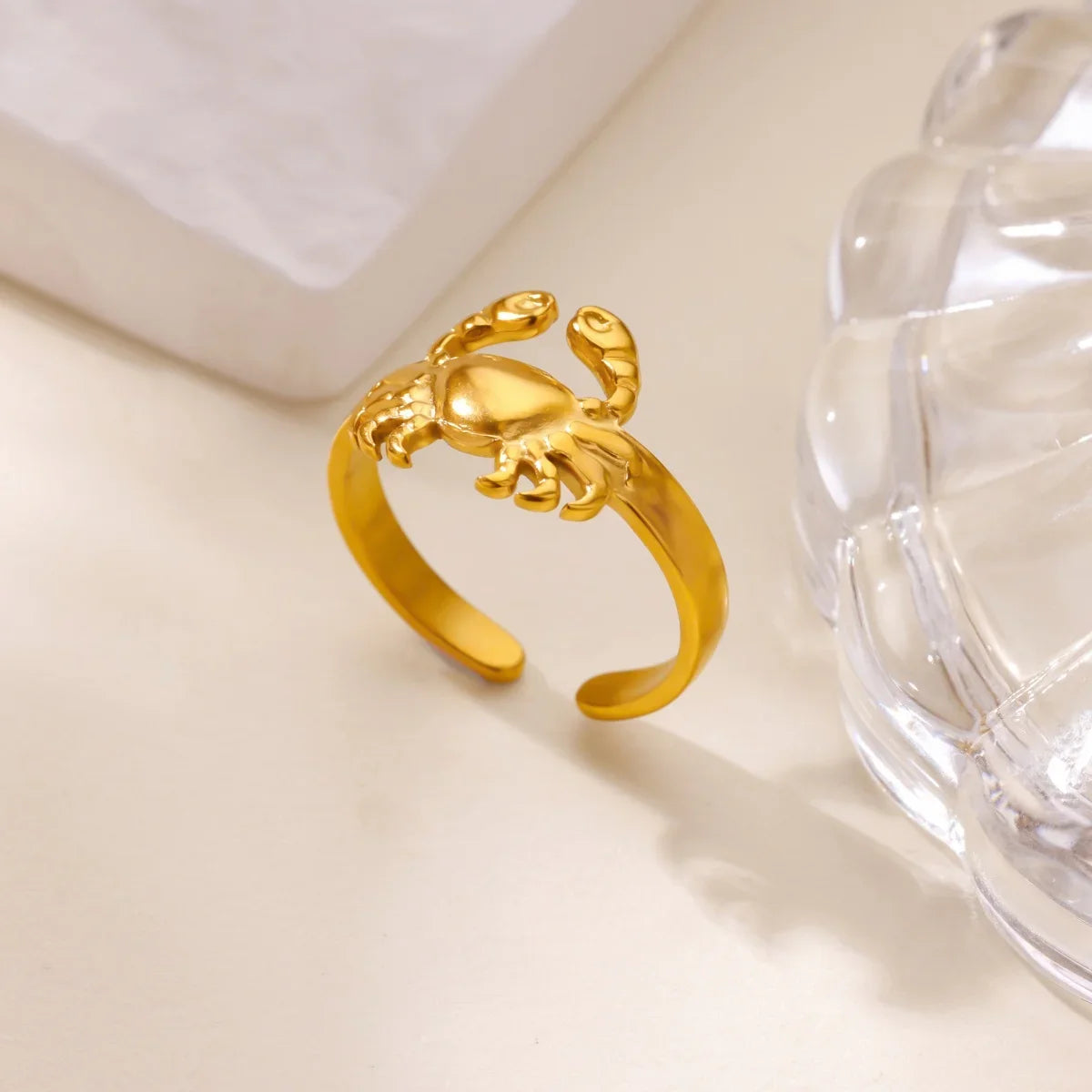 2025 Gold Color Turtle Opening Ring For Women Trend Stainless Steel Waterproof Starfish Bague Elegant Jewelry Christmas Gifts