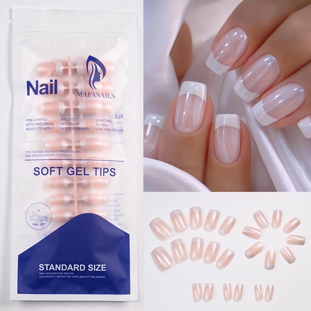 240/120Pcs Colorful French Short Square False Nails Full Cover Fake Nail Tip Extension Acrylic Wearable Ballerina Press on Nails