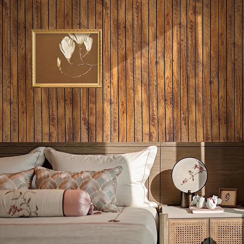 3D Wood Grain Grille Self-adhesive Wallpaper for Wall Decor Peel and Stick Wall Stickers Bedroom Living Room Thicken Wall Panels