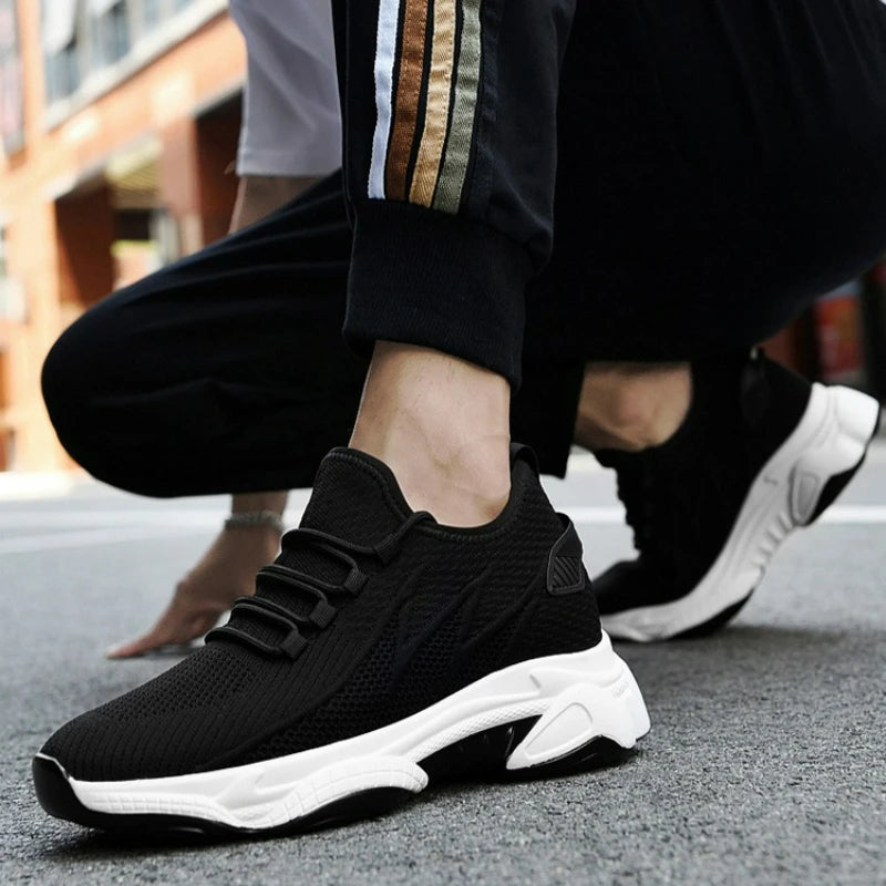 Men's Shoes 10cm Height Increase Sneakers Outdoor Breathable Casual Shoes Lace-up Men Running Shoe Mesh Soft Sole Elevator Shoes