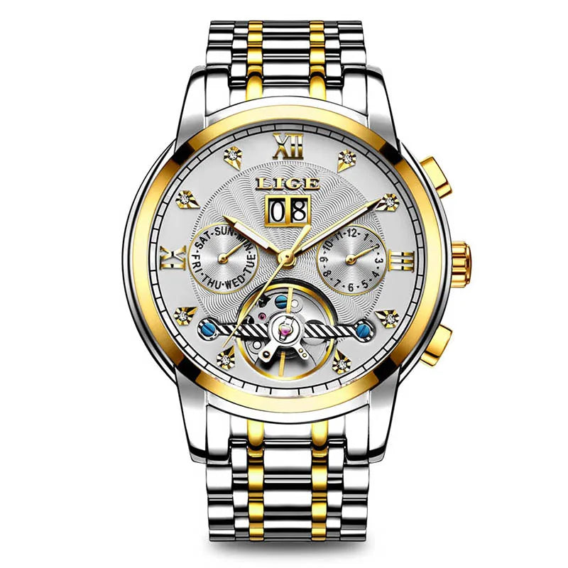 LIGE Fashoin Mens Watches Top Brand Luxury Automatic Watch For Men Waterproof Stainless Steel Mechanical Wristwatch Reloj Hombre