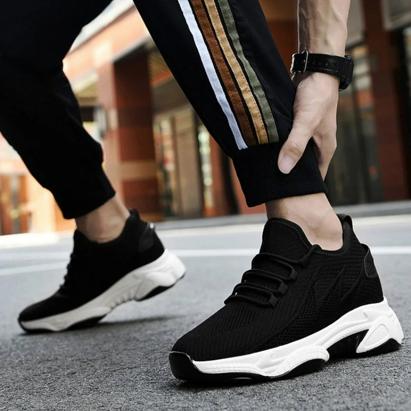 Men's Shoes 10cm Height Increase Sneakers Outdoor Breathable Casual Shoes Lace-up Men Running Shoe Mesh Soft Sole Elevator Shoes