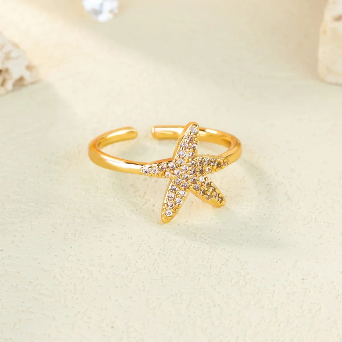 2025 Gold Color Turtle Opening Ring For Women Trend Stainless Steel Waterproof Starfish Bague Elegant Jewelry Christmas Gifts