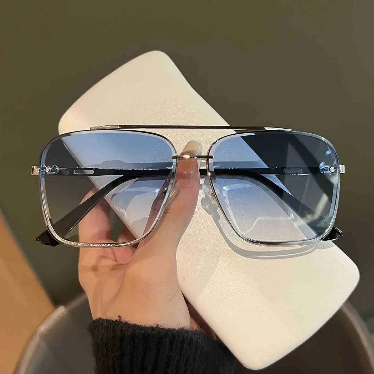 Metal Punk Big Frame Sunglasses for Men Women Cool Driving Glasses Brand Design Square Sun Glasses Goggles UV400 Eyewear
