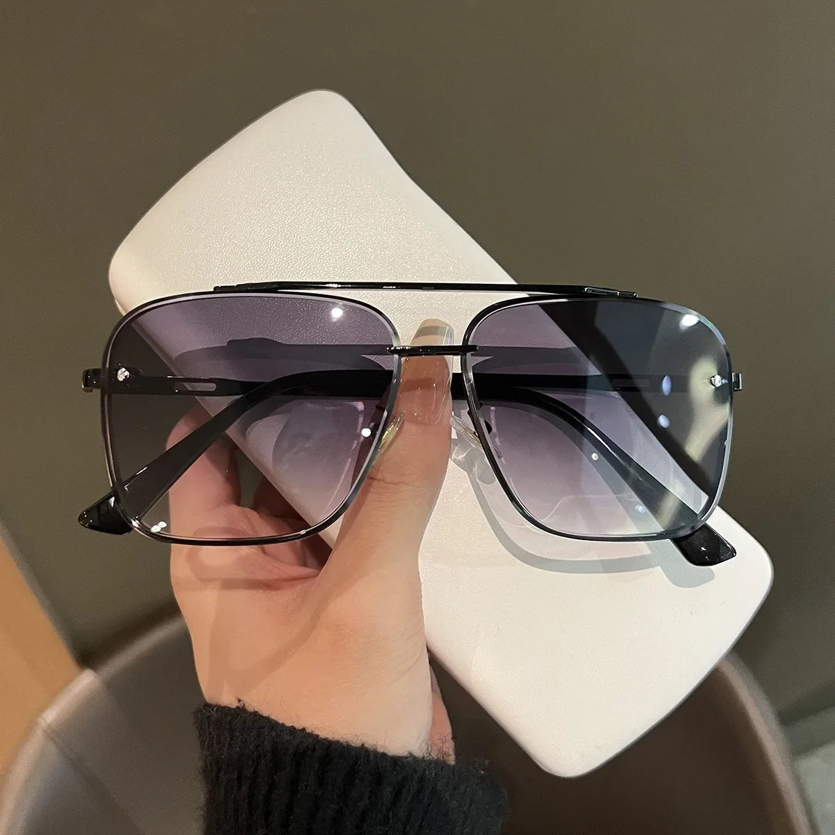 Metal Punk Big Frame Sunglasses for Men Women Cool Driving Glasses Brand Design Square Sun Glasses Goggles UV400 Eyewear
