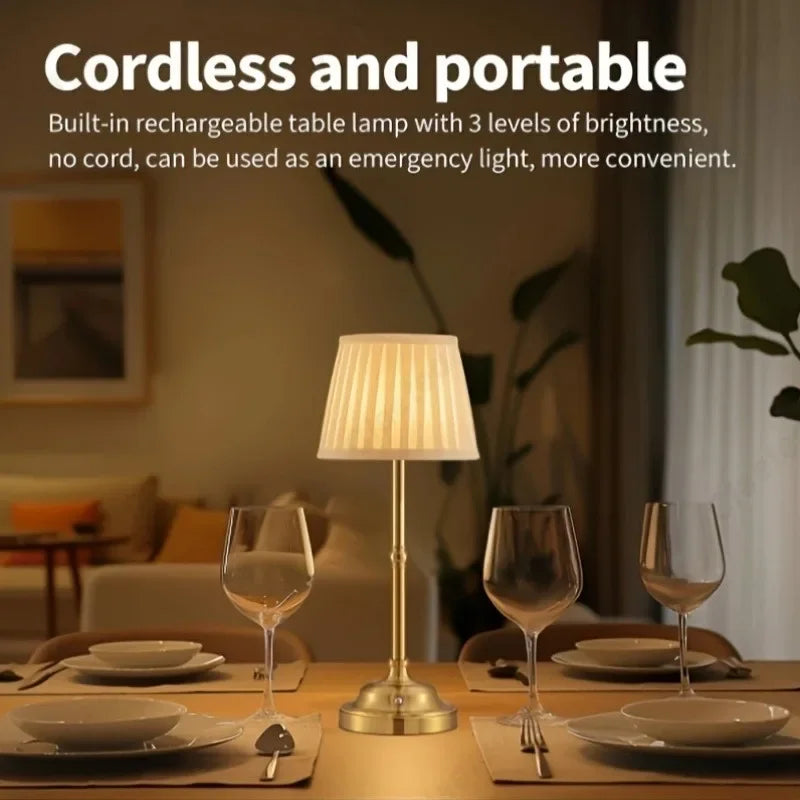 Creative LED Charging Touch Dimming Fabric Desk Lamp Bedroom Bedside Table Lamp High-end Atmosphere Small Night Light Lighting