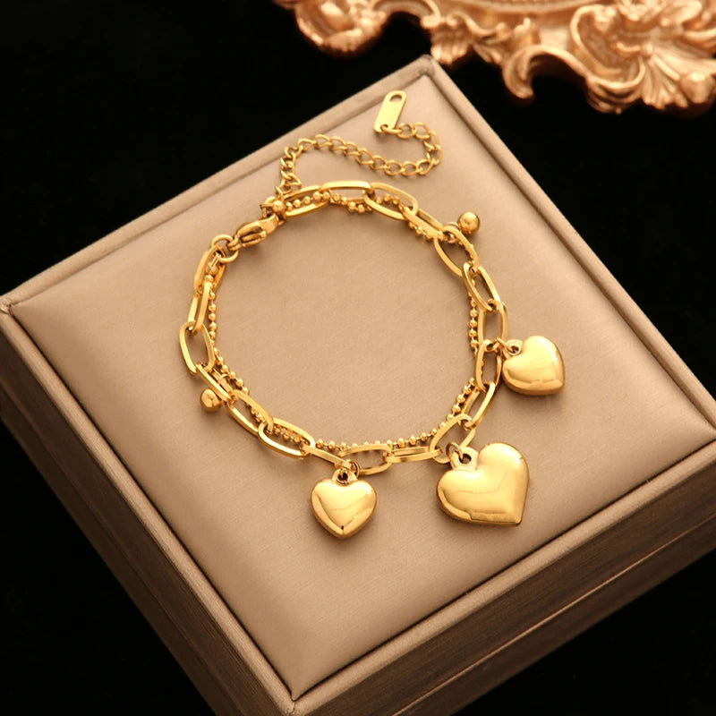 EILIECK 316L Stainless Steel Gold Color Starfish Moon Star Charm Bracelet For Women New Trendy Wrist Chain Jewelry Gift Party
