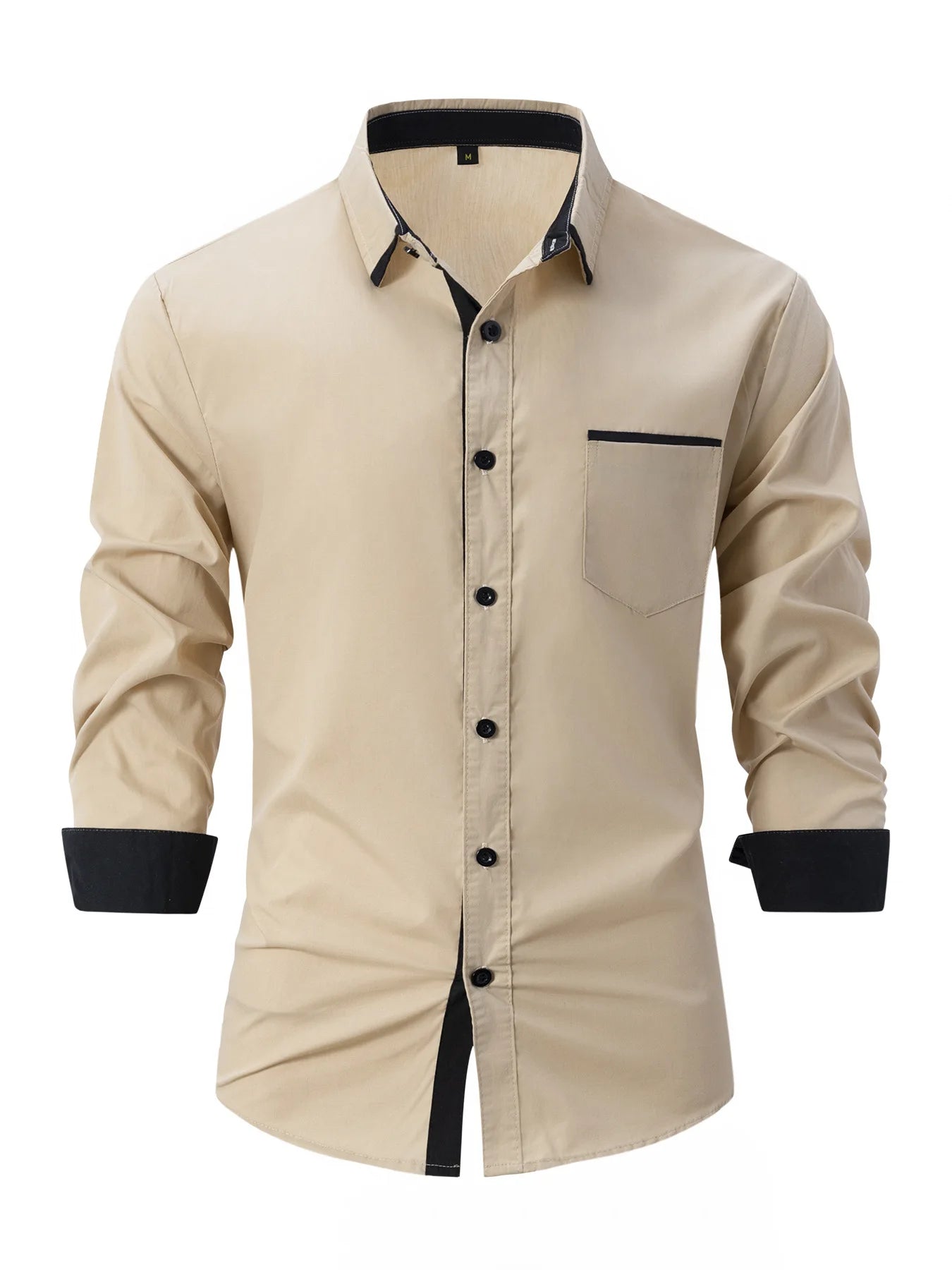 The 2025 New Style Season features a new men's casual and trendy lapel shirt with a fashionable pocket color long-sleeved shirt
