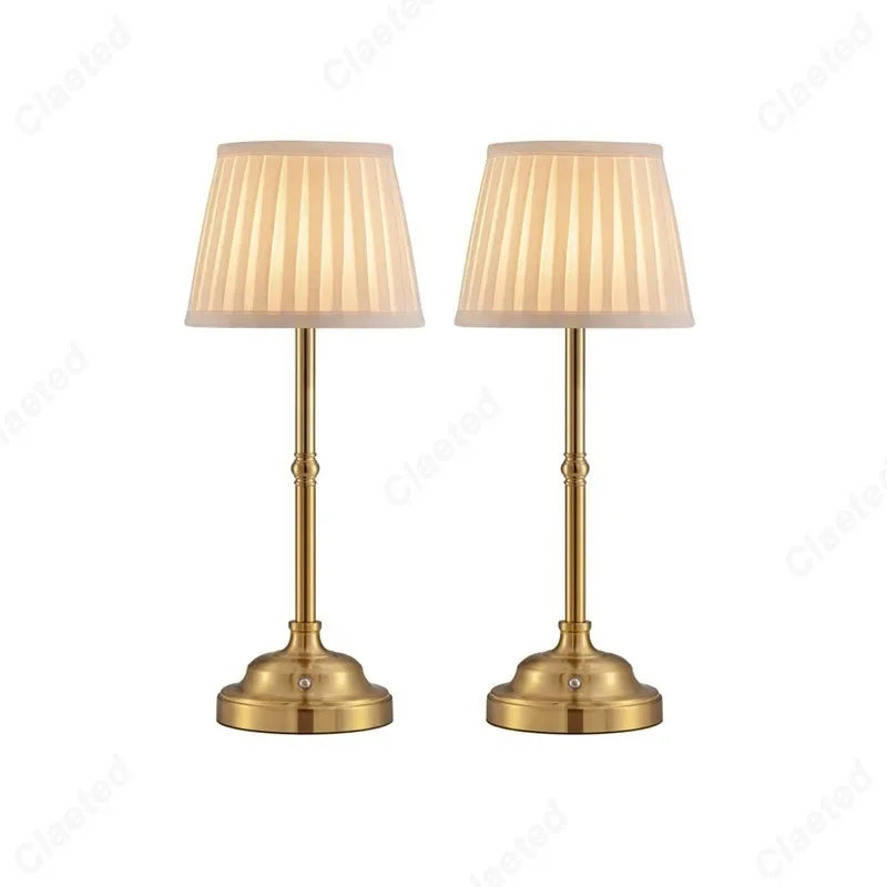 Creative LED Charging Touch Dimming Fabric Desk Lamp Bedroom Bedside Table Lamp High-end Atmosphere Small Night Light Lighting