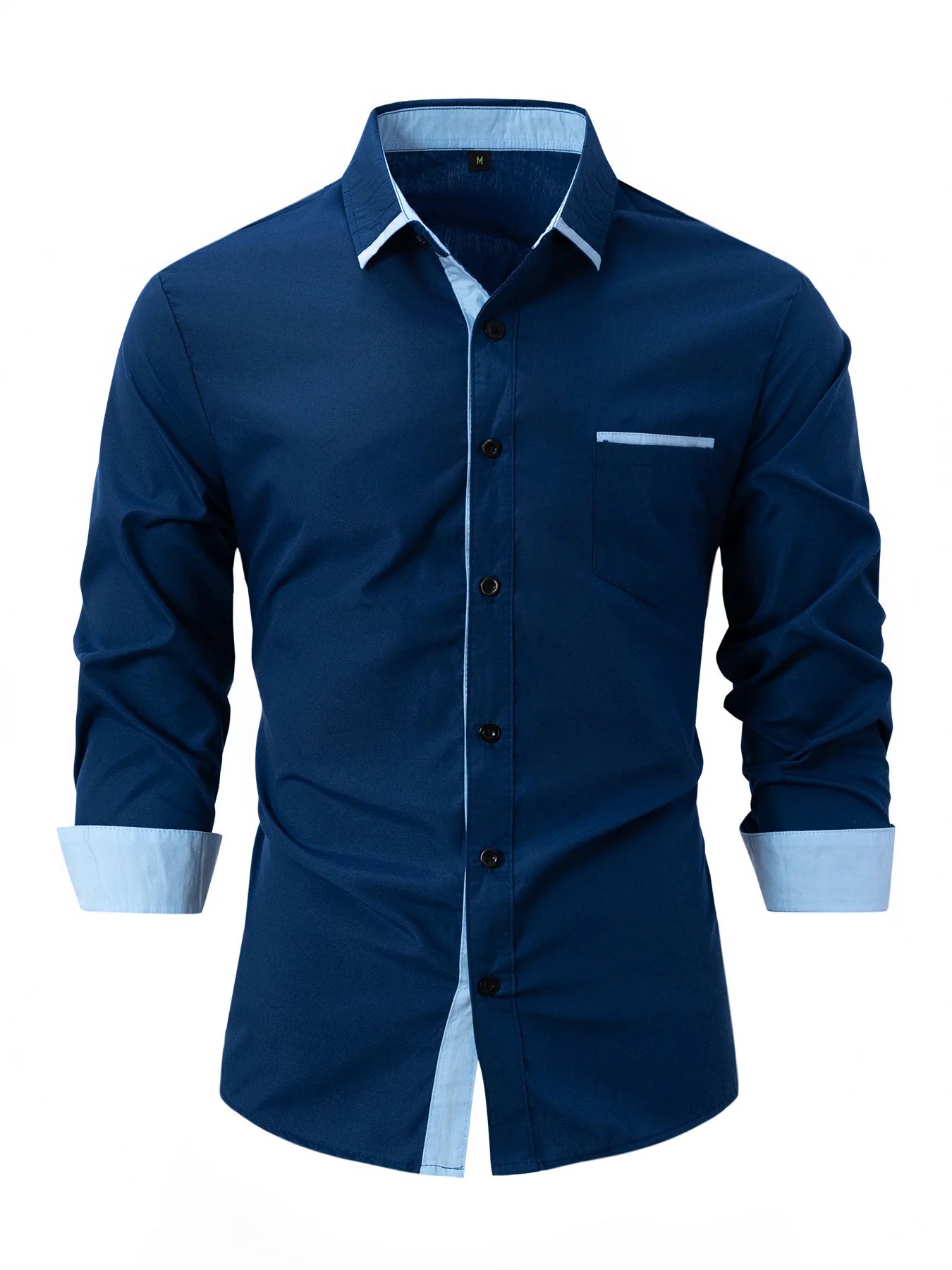 The 2025 New Style Season features a new men's casual and trendy lapel shirt with a fashionable pocket color long-sleeved shirt
