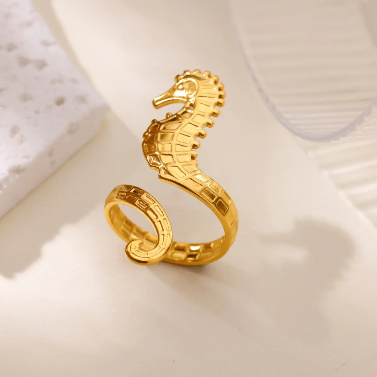 2025 Gold Color Turtle Opening Ring For Women Trend Stainless Steel Waterproof Starfish Bague Elegant Jewelry Christmas Gifts