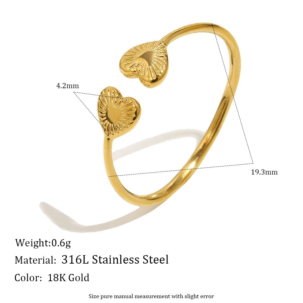 E.B.belle Stainless Steel Dot Diamond Fried Dough Twists Love Open Ring Heart Series Ring Small Round Cake Opening Ring