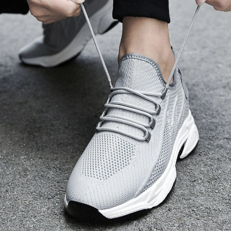 Men's Shoes 10cm Height Increase Sneakers Outdoor Breathable Casual Shoes Lace-up Men Running Shoe Mesh Soft Sole Elevator Shoes