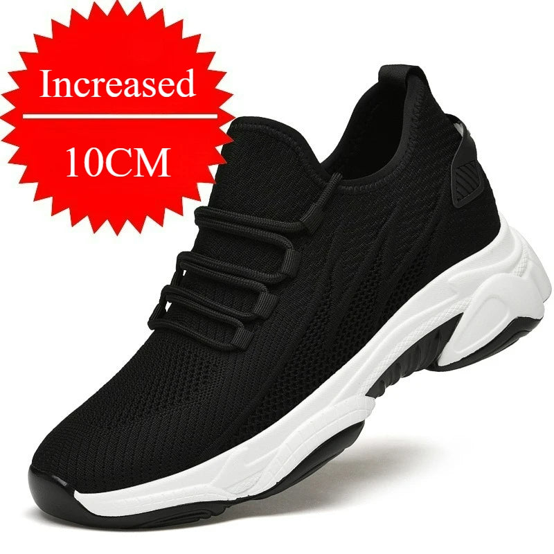 Men's Shoes 10cm Height Increase Sneakers Outdoor Breathable Casual Shoes Lace-up Men Running Shoe Mesh Soft Sole Elevator Shoes