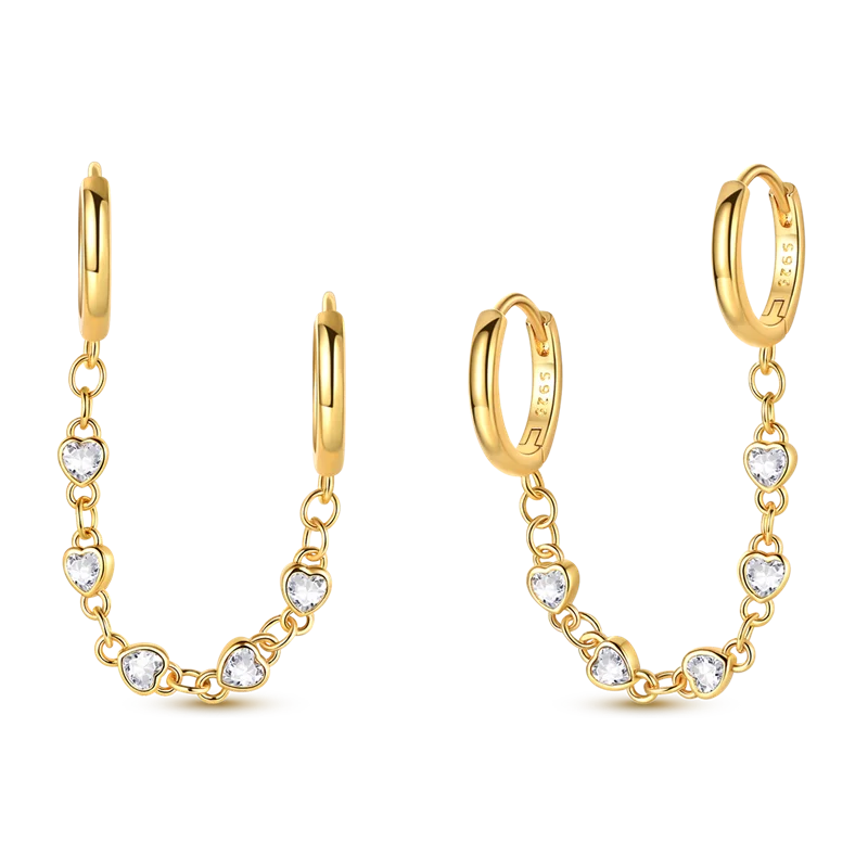 925 Sterling Silver Golden Earring Women 2026 CZ Zircon Hoop Ear Studs Sparkling Pave Moon Star Earring Wedding Anniversary Gift