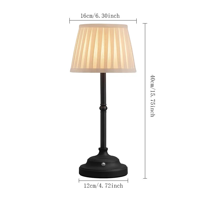 Creative LED Charging Touch Dimming Fabric Desk Lamp Bedroom Bedside Table Lamp High-end Atmosphere Small Night Light Lighting