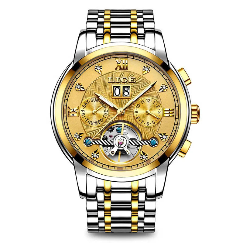 LIGE Fashoin Mens Watches Top Brand Luxury Automatic Watch For Men Waterproof Stainless Steel Mechanical Wristwatch Reloj Hombre