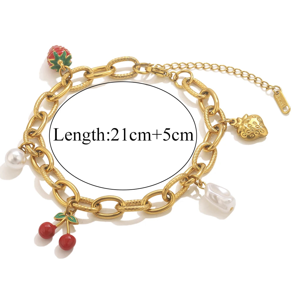 GIOIO Stainless Steel Starfish Seashell Bracelet Gold-Plated Pendant Bracelets For Women Jewelry Waterproof Trendy Jewelry Gift