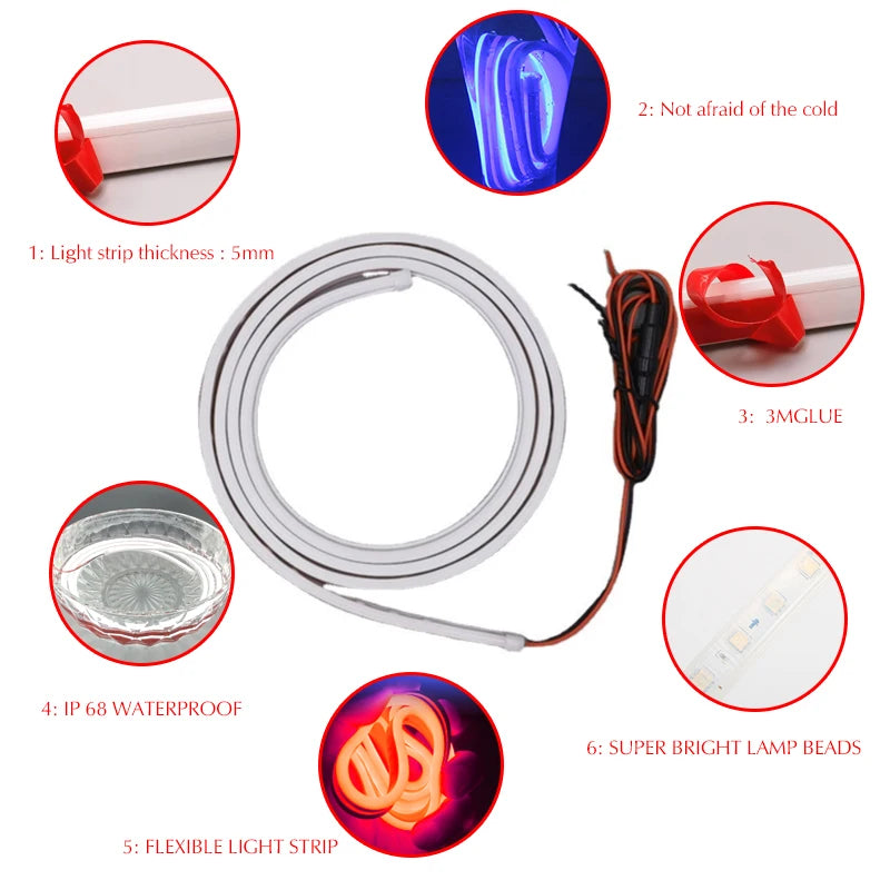 1pcs For Skoda Kodiaq 2016-2023 LED DRL Daytime Running Lights Daylight Driving light fog lamp Flexible Light Strip Universal