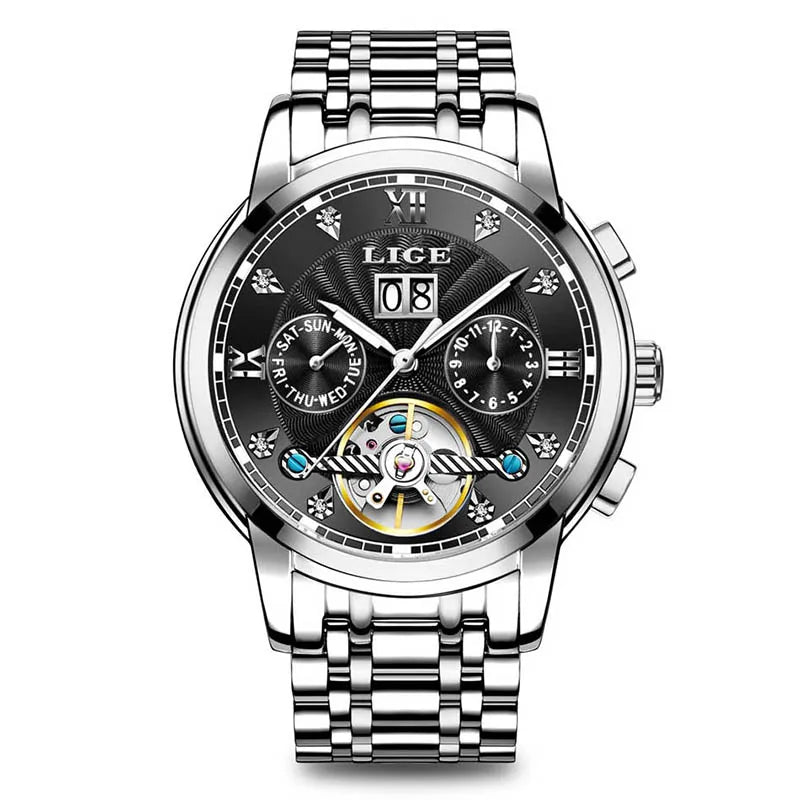 LIGE Fashoin Mens Watches Top Brand Luxury Automatic Watch For Men Waterproof Stainless Steel Mechanical Wristwatch Reloj Hombre