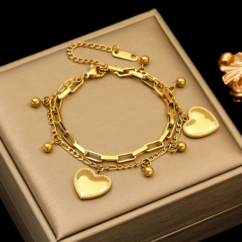 EILIECK 316L Stainless Steel Gold Color Starfish Moon Star Charm Bracelet For Women New Trendy Wrist Chain Jewelry Gift Party