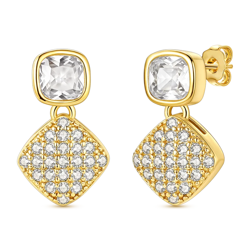 925 Sterling Silver Golden Earring Women 2026 CZ Zircon Hoop Ear Studs Sparkling Pave Moon Star Earring Wedding Anniversary Gift