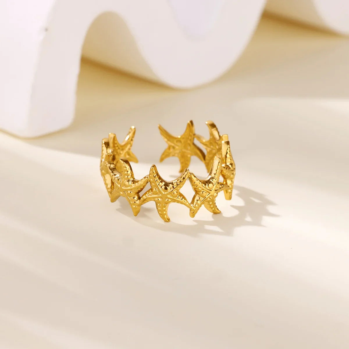 2025 Gold Color Turtle Opening Ring For Women Trend Stainless Steel Waterproof Starfish Bague Elegant Jewelry Christmas Gifts