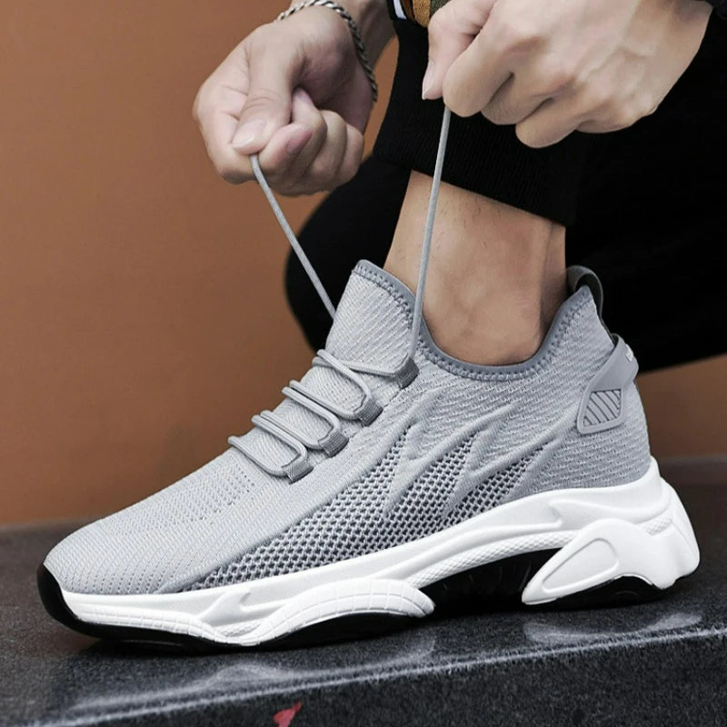 Men's Shoes 10cm Height Increase Sneakers Outdoor Breathable Casual Shoes Lace-up Men Running Shoe Mesh Soft Sole Elevator Shoes