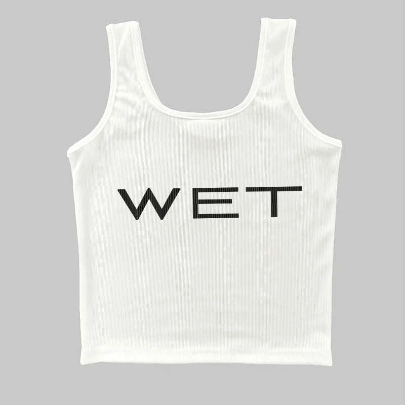 Y2k Aesthetics Harajuku Vintage Tank Top Letter Print Streetwear Sleeveless Baby Crop Top Sexy Elegant Club Clothing 2024 Summer