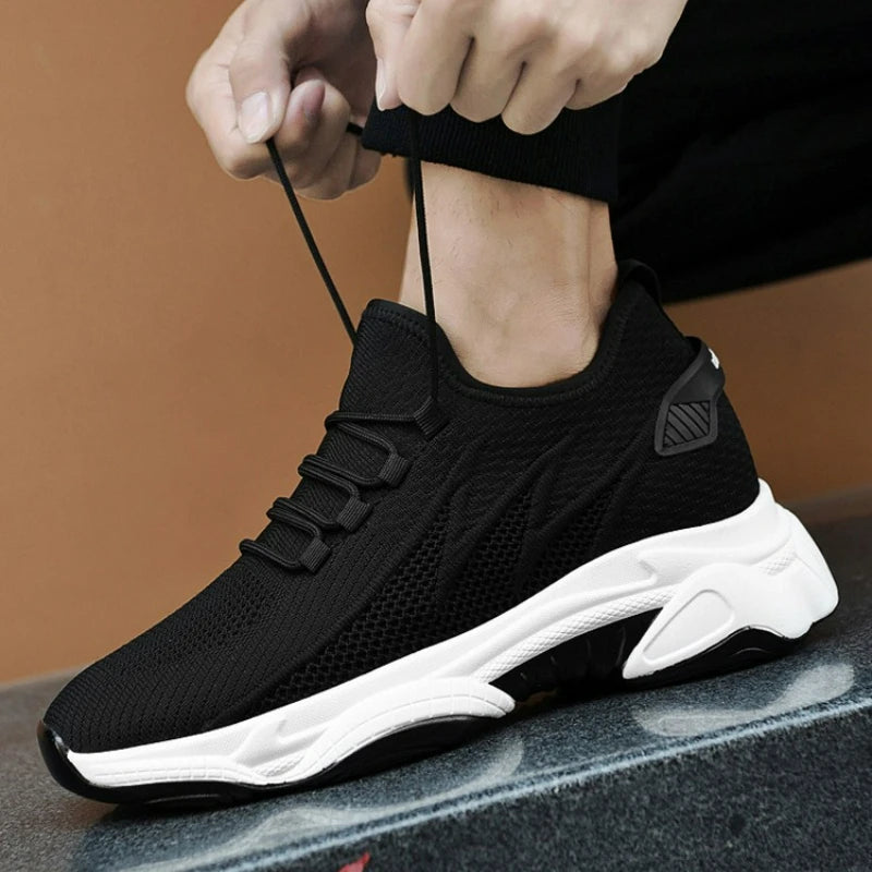 Men's Shoes 10cm Height Increase Sneakers Outdoor Breathable Casual Shoes Lace-up Men Running Shoe Mesh Soft Sole Elevator Shoes