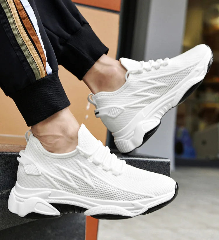 Men's Shoes 10cm Height Increase Sneakers Outdoor Breathable Casual Shoes Lace-up Men Running Shoe Mesh Soft Sole Elevator Shoes
