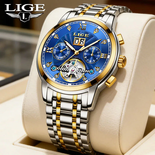 LIGE Fashoin Mens Watches Top Brand Luxury Automatic Watch For Men Waterproof Stainless Steel Mechanical Wristwatch Reloj Hombre