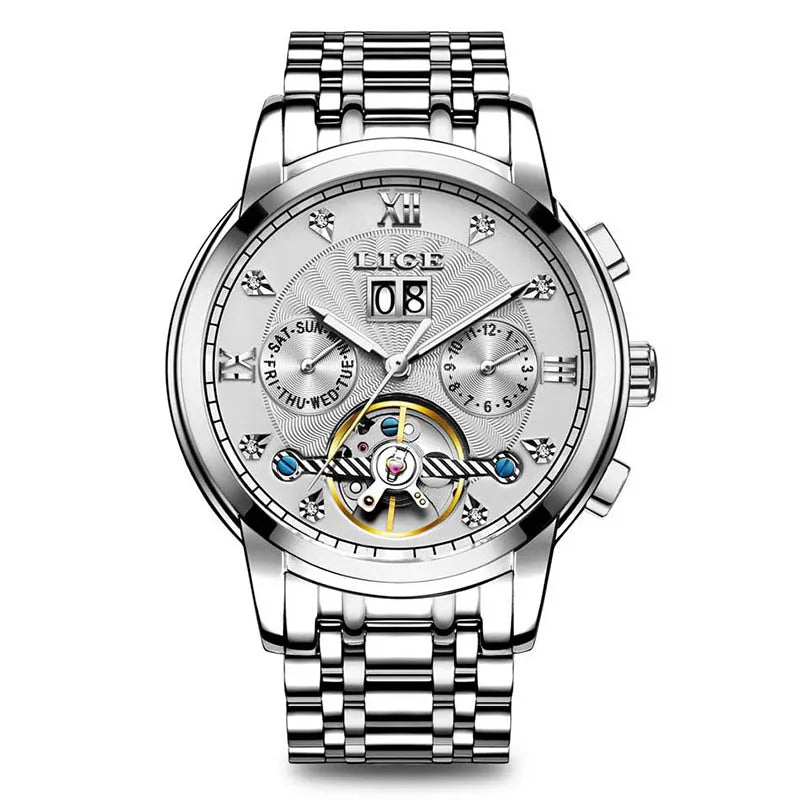 LIGE Fashoin Mens Watches Top Brand Luxury Automatic Watch For Men Waterproof Stainless Steel Mechanical Wristwatch Reloj Hombre