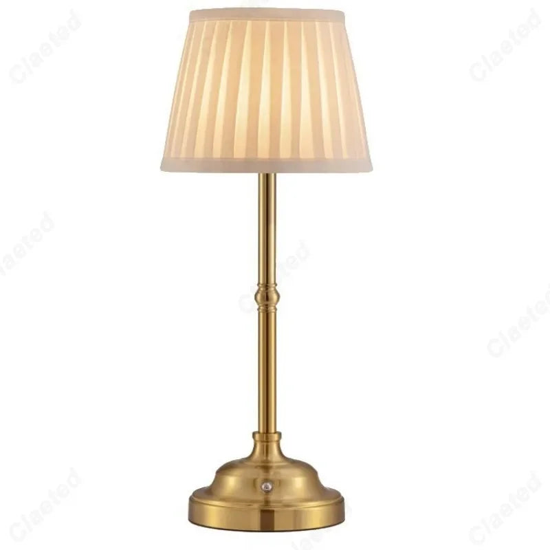 Creative LED Charging Touch Dimming Fabric Desk Lamp Bedroom Bedside Table Lamp High-end Atmosphere Small Night Light Lighting