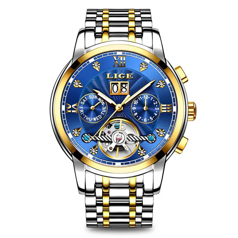 LIGE Fashoin Mens Watches Top Brand Luxury Automatic Watch For Men Waterproof Stainless Steel Mechanical Wristwatch Reloj Hombre