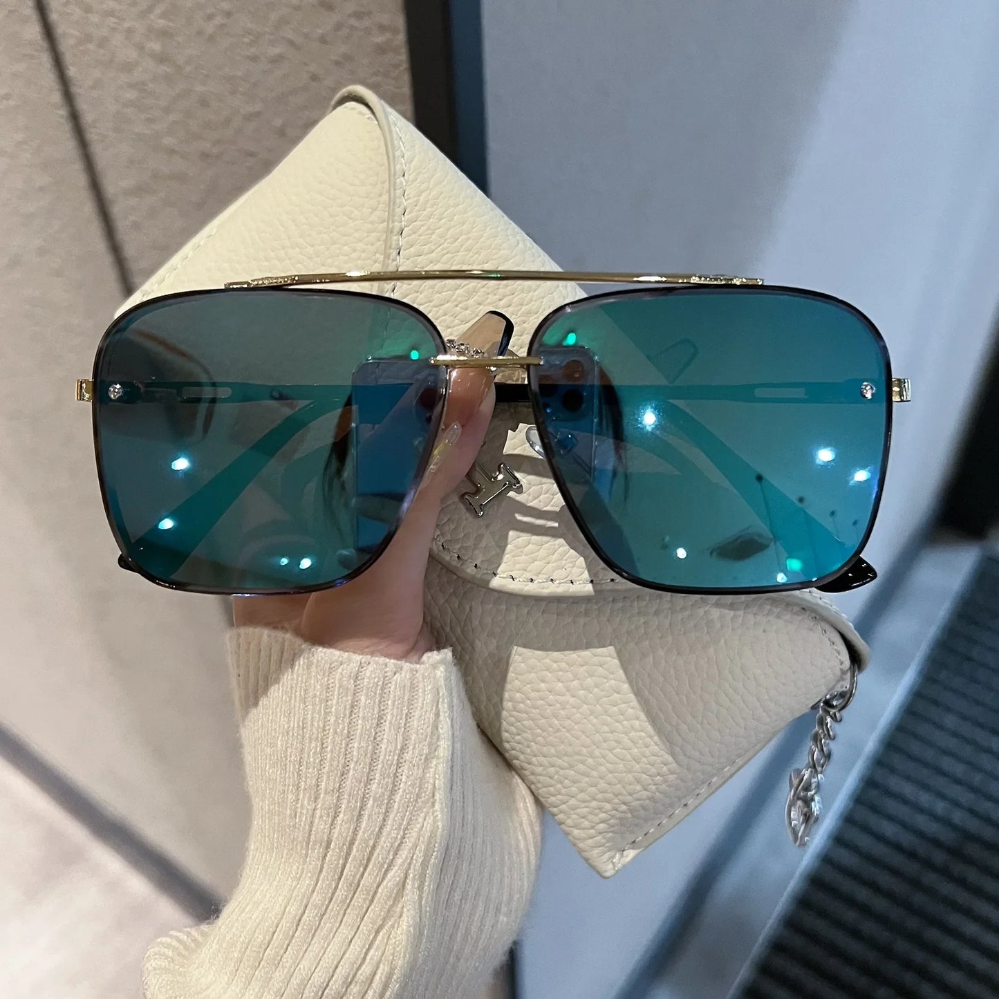 Metal Punk Big Frame Sunglasses for Men Women Cool Driving Glasses Brand Design Square Sun Glasses Goggles UV400 Eyewear