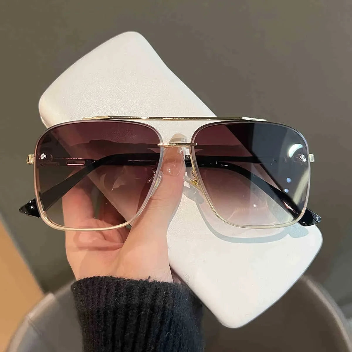 Metal Punk Big Frame Sunglasses for Men Women Cool Driving Glasses Brand Design Square Sun Glasses Goggles UV400 Eyewear