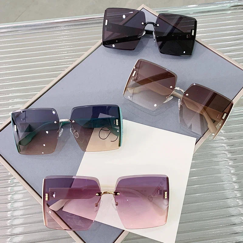 New Borderless Square Sunglasses Women's Brand Designer Fashion Sun Glasses Women Outdoor Driving Eyewear UV400 Oculos De Sol