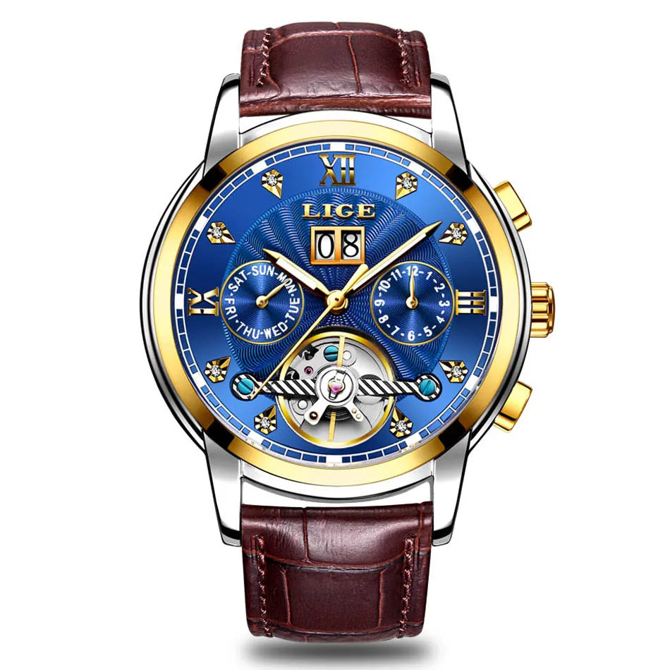 LIGE Fashoin Mens Watches Top Brand Luxury Automatic Watch For Men Waterproof Stainless Steel Mechanical Wristwatch Reloj Hombre