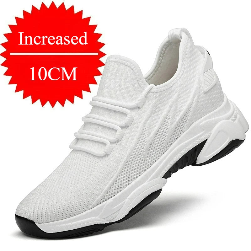 Men's Shoes 10cm Height Increase Sneakers Outdoor Breathable Casual Shoes Lace-up Men Running Shoe Mesh Soft Sole Elevator Shoes