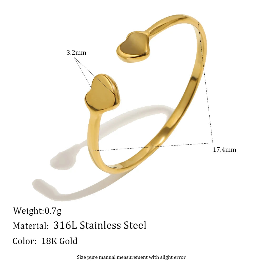 E.B.belle Stainless Steel Dot Diamond Fried Dough Twists Love Open Ring Heart Series Ring Small Round Cake Opening Ring