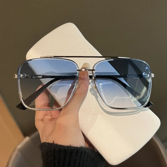 Metal Punk Big Frame Sunglasses for Men Women Cool Driving Glasses Brand Design Square Sun Glasses Goggles UV400 Eyewear