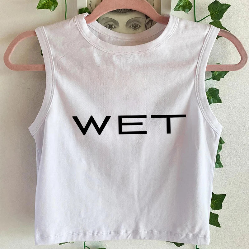 Y2k Aesthetics Harajuku Vintage Tank Top Letter Print Streetwear Sleeveless Baby Crop Top Sexy Elegant Club Clothing 2024 Summer