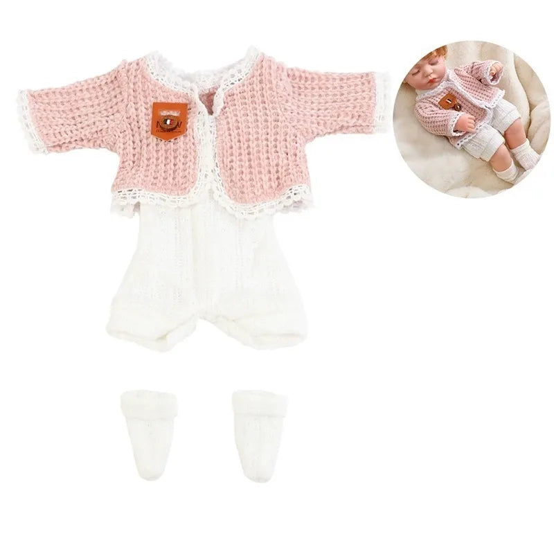For 12 Inch Baby Reborn Dolls Outfits Clothes Baby Doll 30cm Dress T-Shirt Pants Clothing Winter Plush Pajama Set Accessories